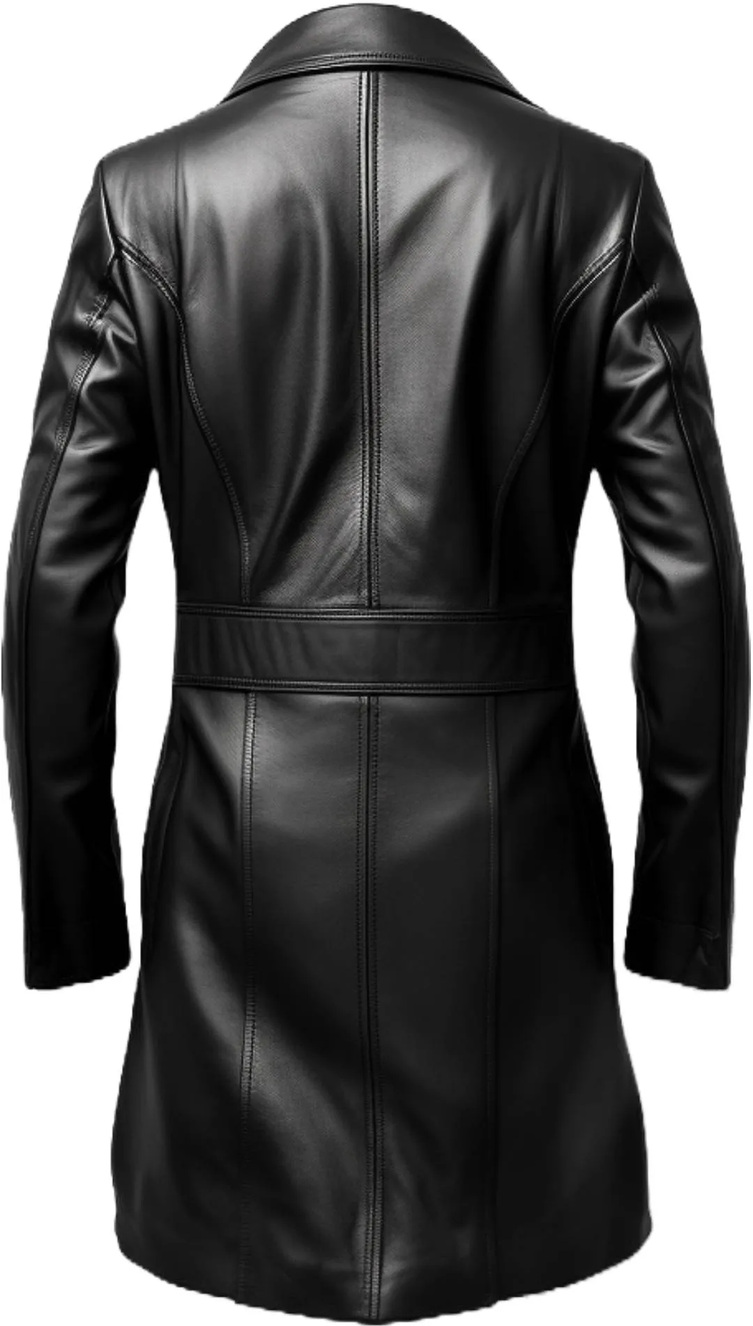 Men Stylish Black Long Leather Coat