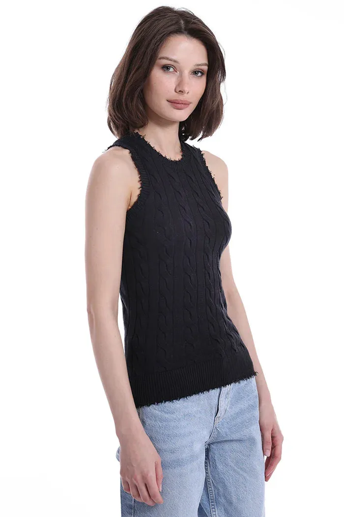 Minnie Rose Frayed Cable Tank