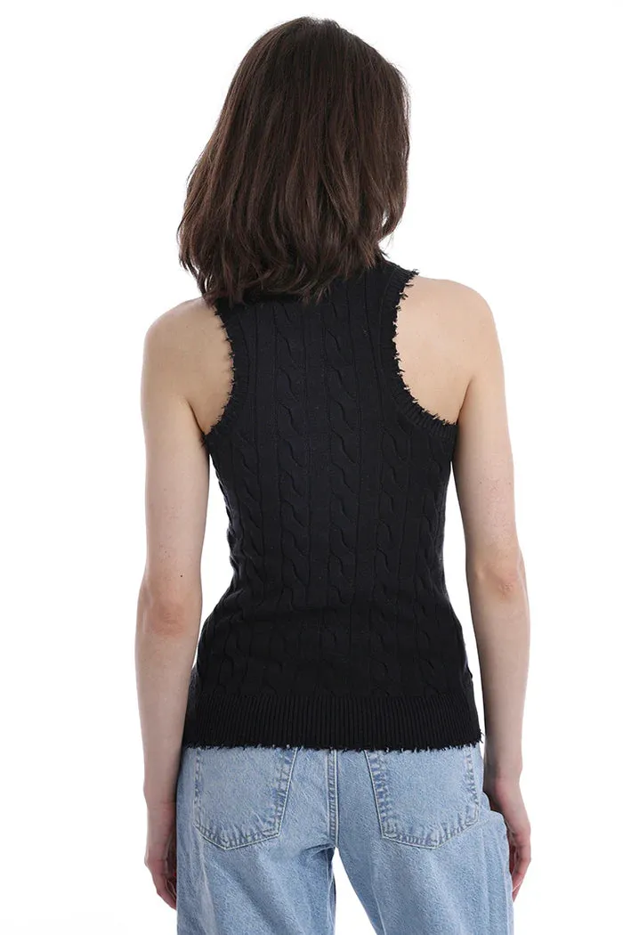 Minnie Rose Frayed Cable Tank