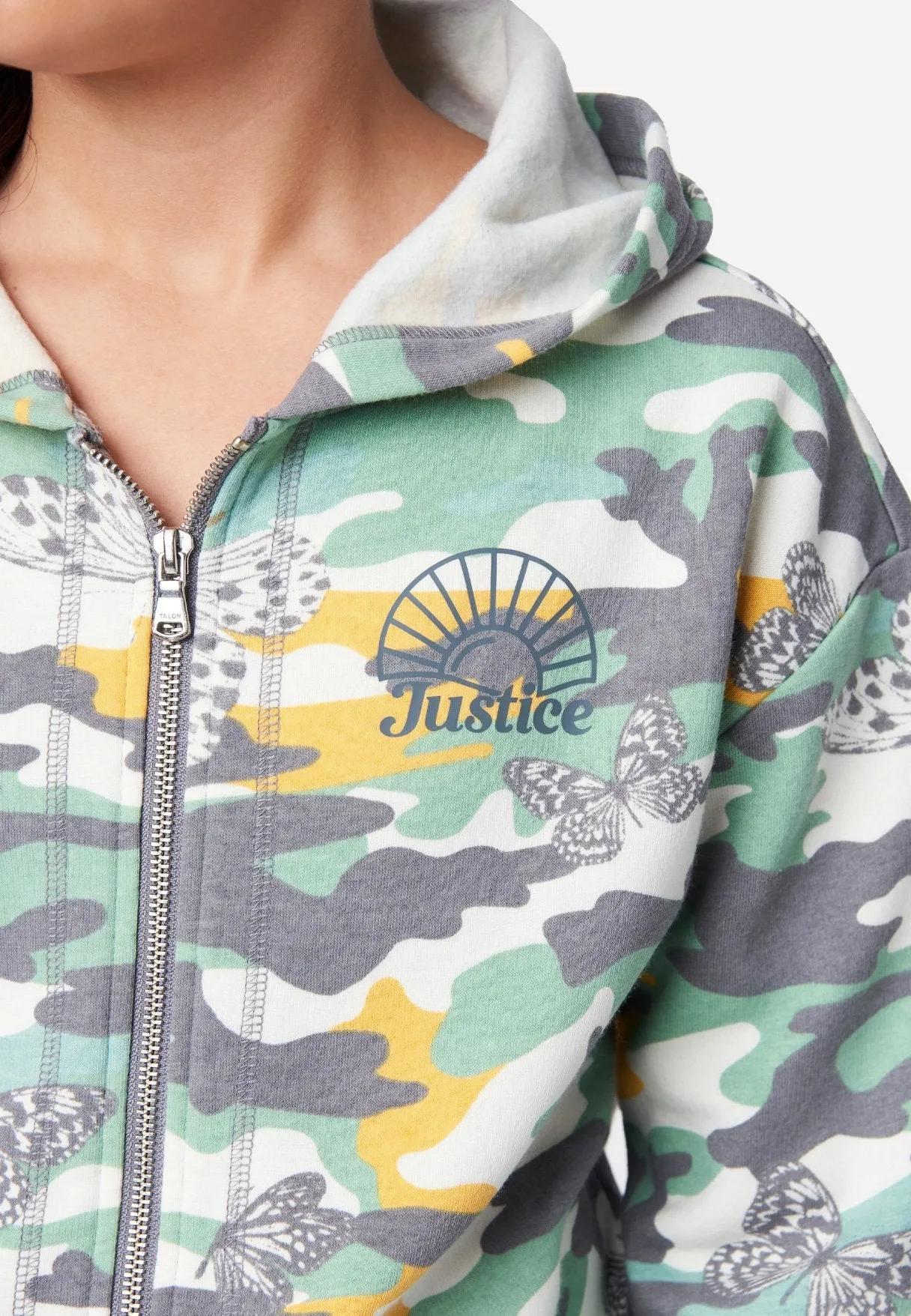 Patterned Zip-Up Hoodie