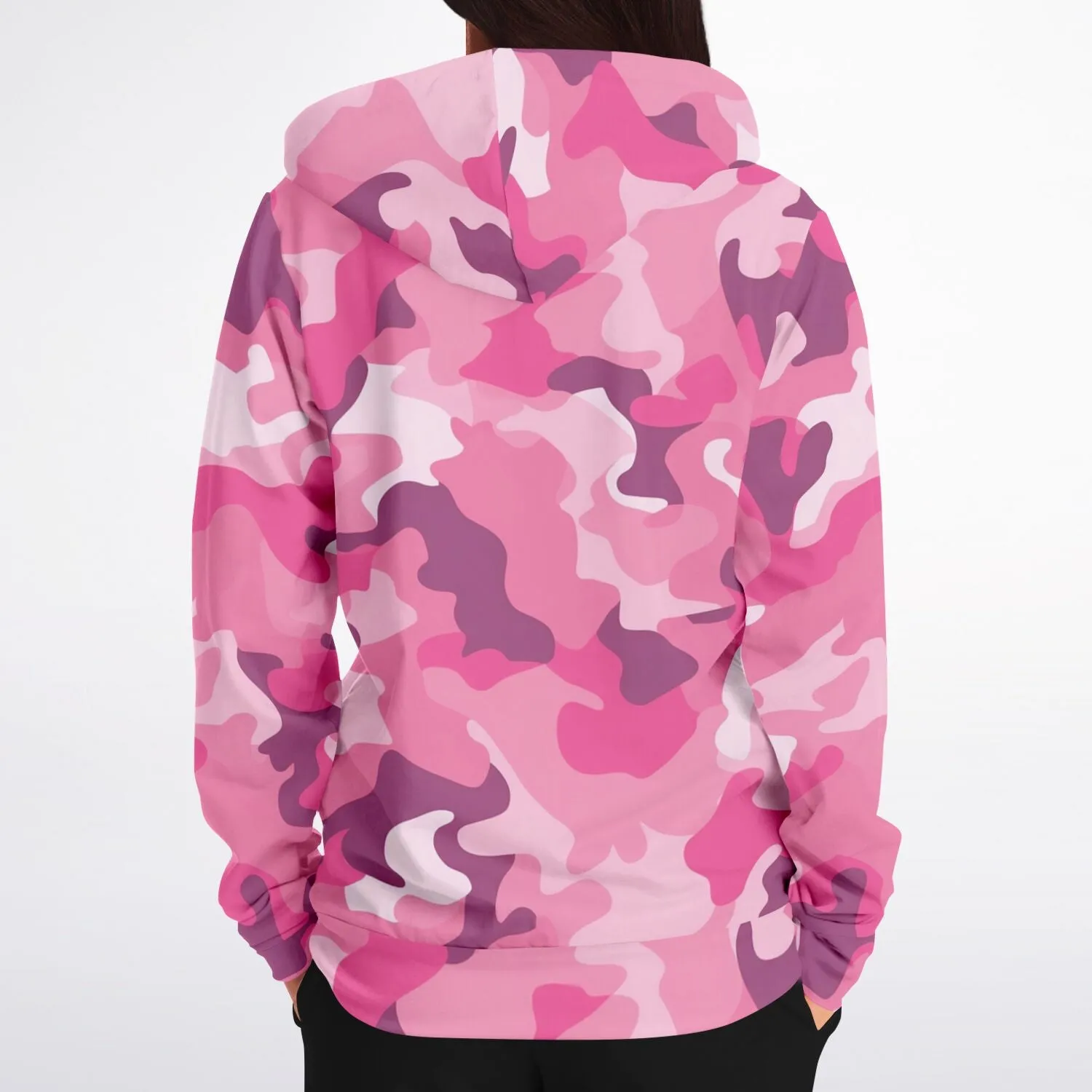 Pink Camo Zip Up Hoodie, Camouflage Full Zipper Pocket Men Women Unisex Adult Aesthetic Graphic Cotton Fleece Hooded Sweatshirt