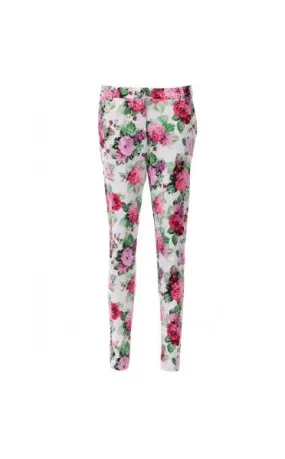 Pink Floral Print Tailored Trousers