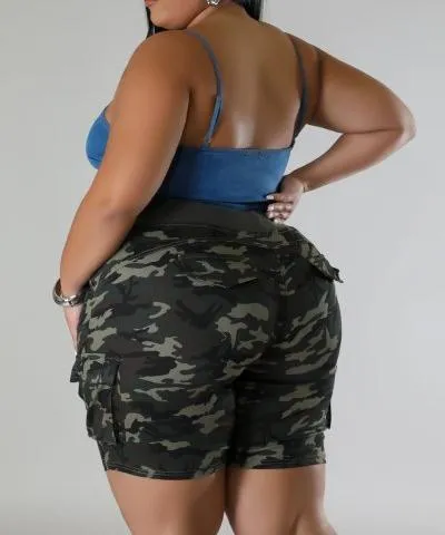 Plus Size Camo Cargo Shorts