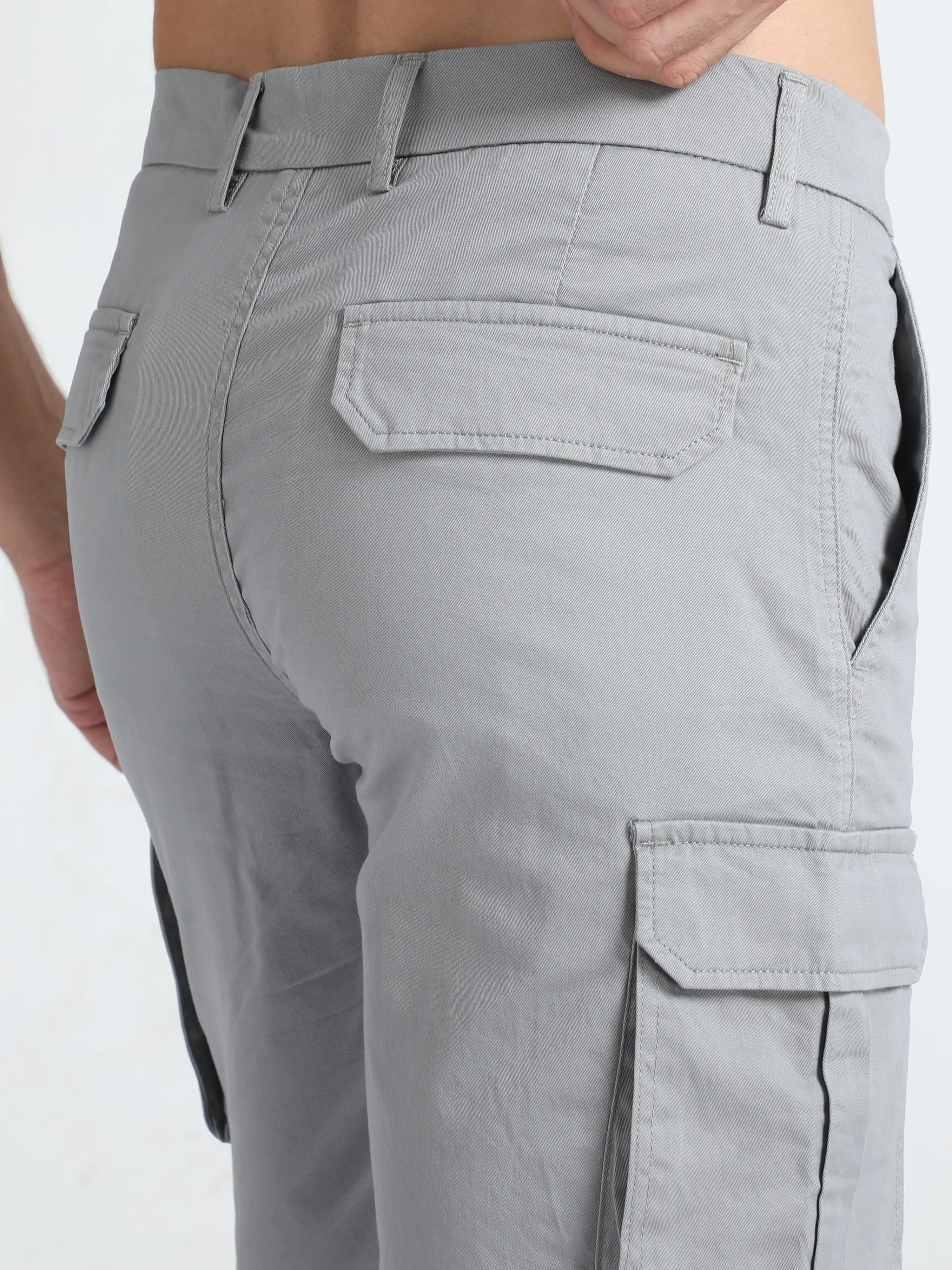 Premium Twill Light Grey Cargo Shorts