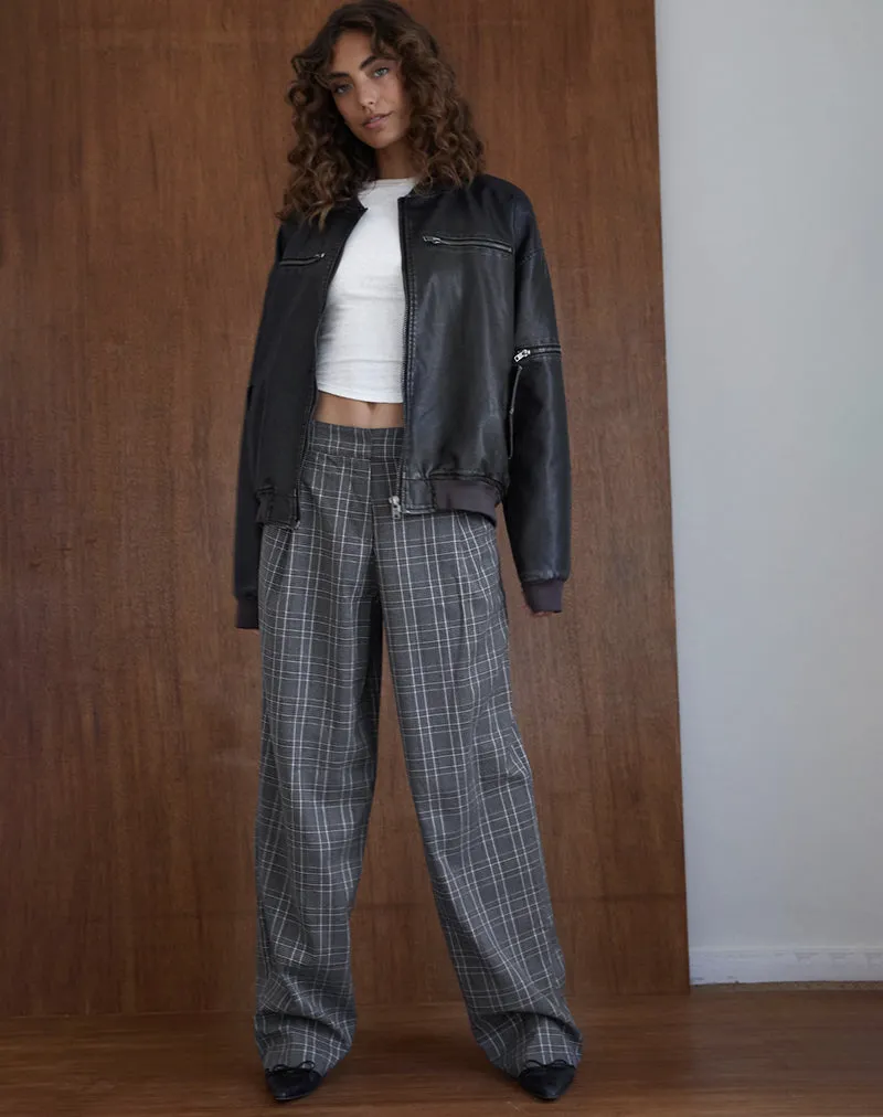 Sakaria Wide Leg Trouser in Grey Check