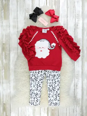 Snow Leopard Santa Ruffle Outfit