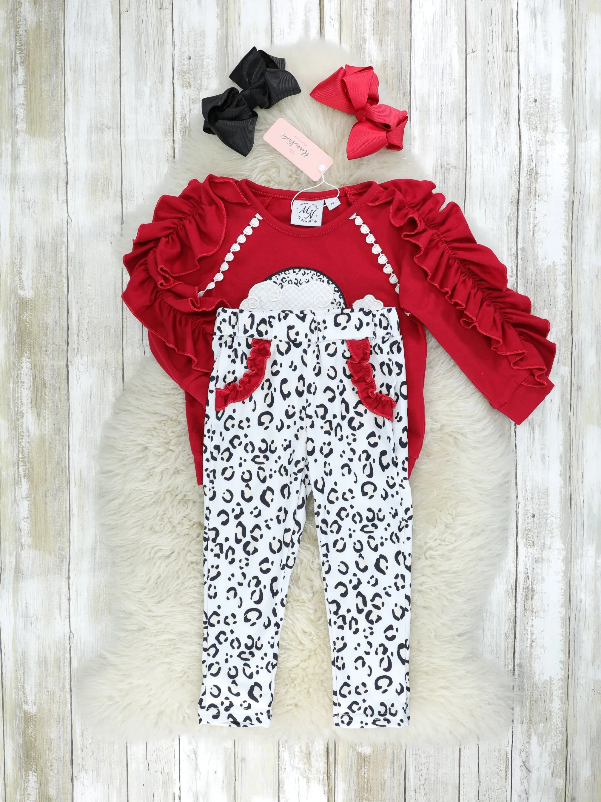 Snow Leopard Santa Ruffle Outfit