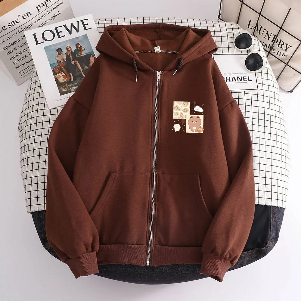 Sunny Days Ahead Boberu the Bear Soft Zip-Up Hoodie