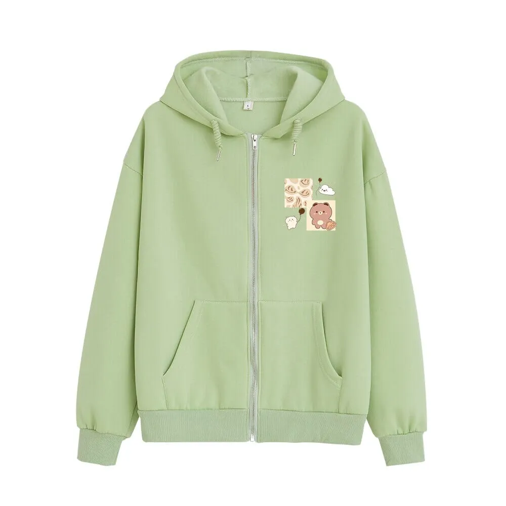 Sunny Days Ahead Boberu the Bear Soft Zip-Up Hoodie