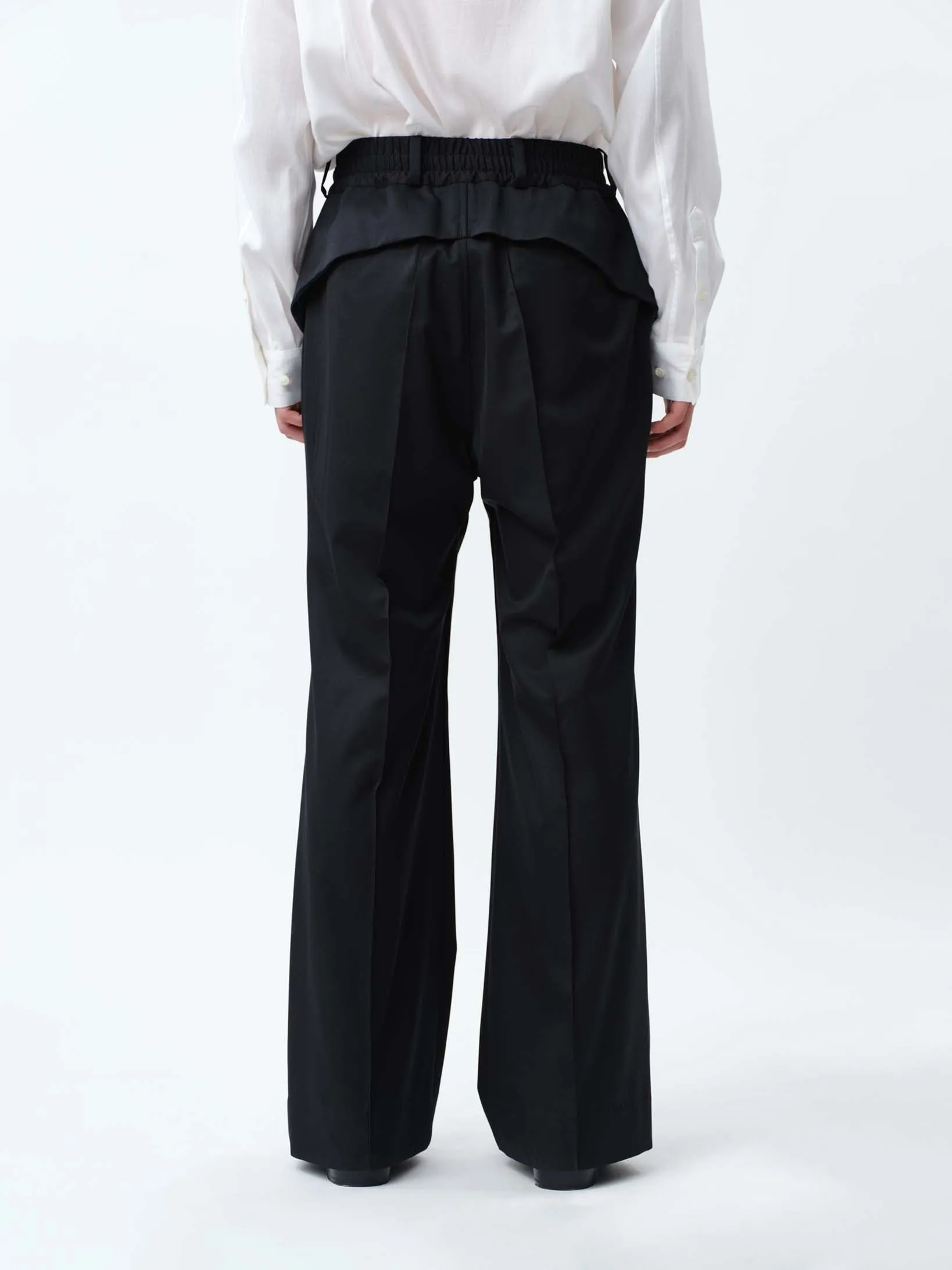 SUPER140 PINTUCK BAGGY EASY TROUSERS .12【BLACK】