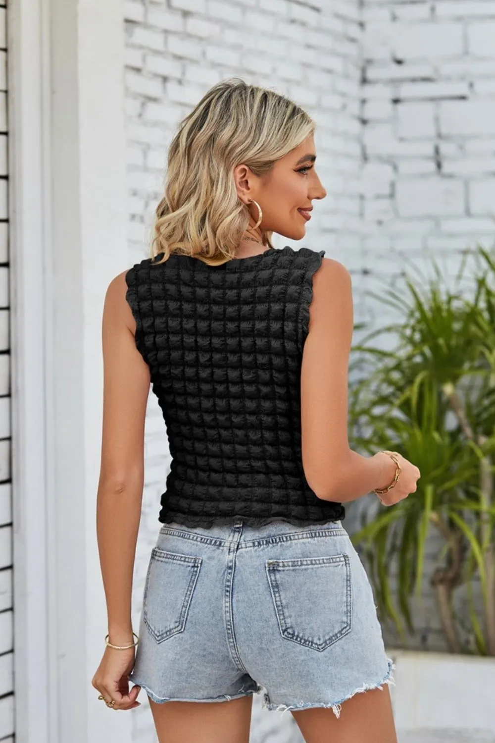 Textured Round Neck Tank