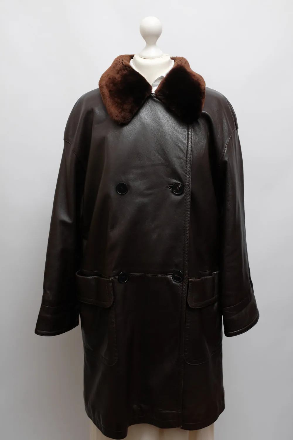 VINTAGE BROWN LEATHER COAT