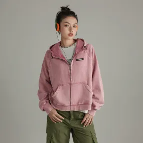 Vintage Loose Fit Hooded Zip-Up