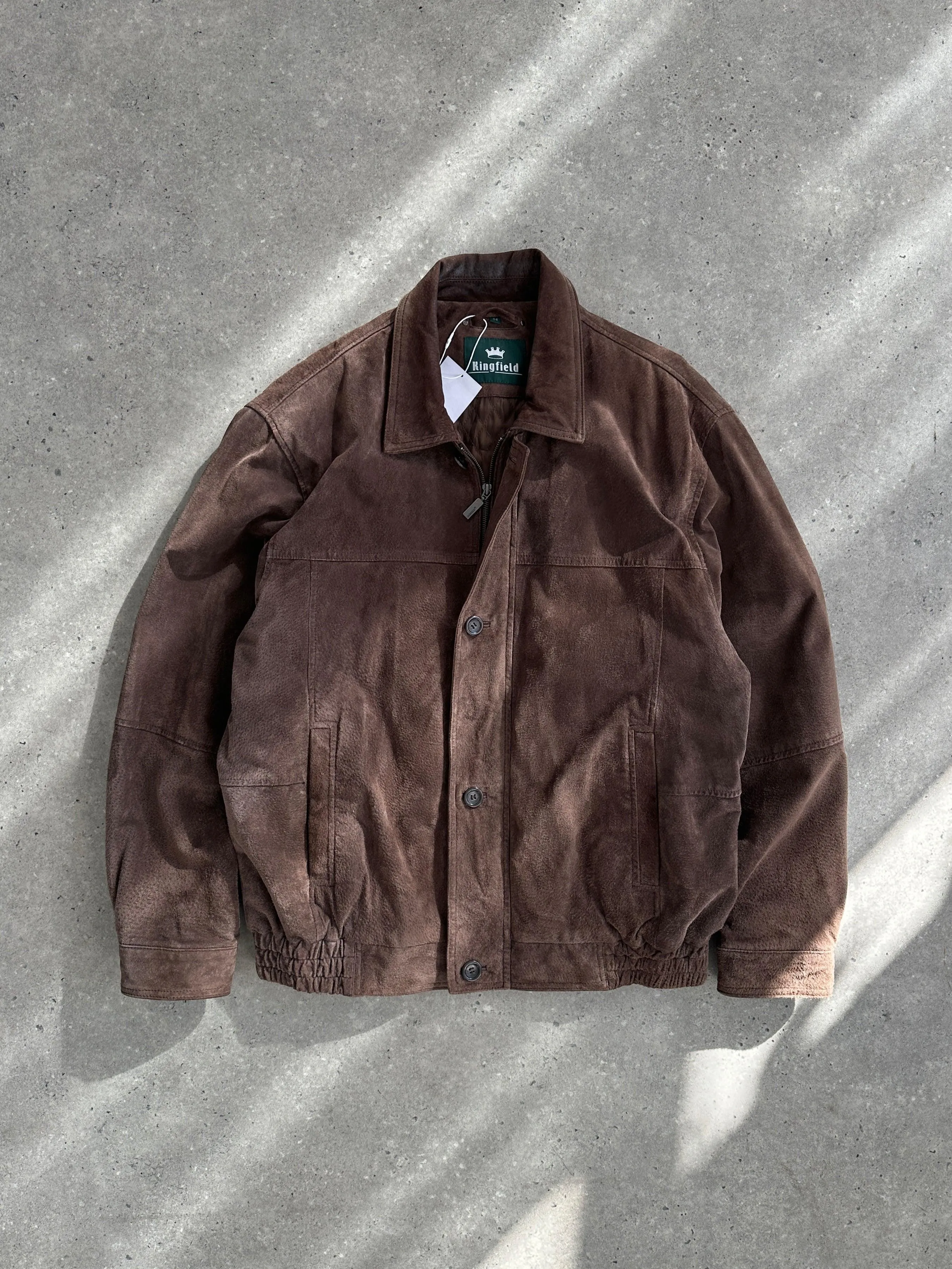 Vintage Suede Leather Bomber Jacket - L