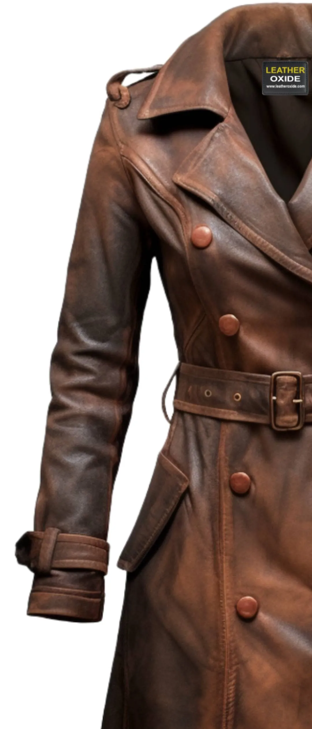 Women Brown Vintage Leather Coat - Vintage Leather Coat