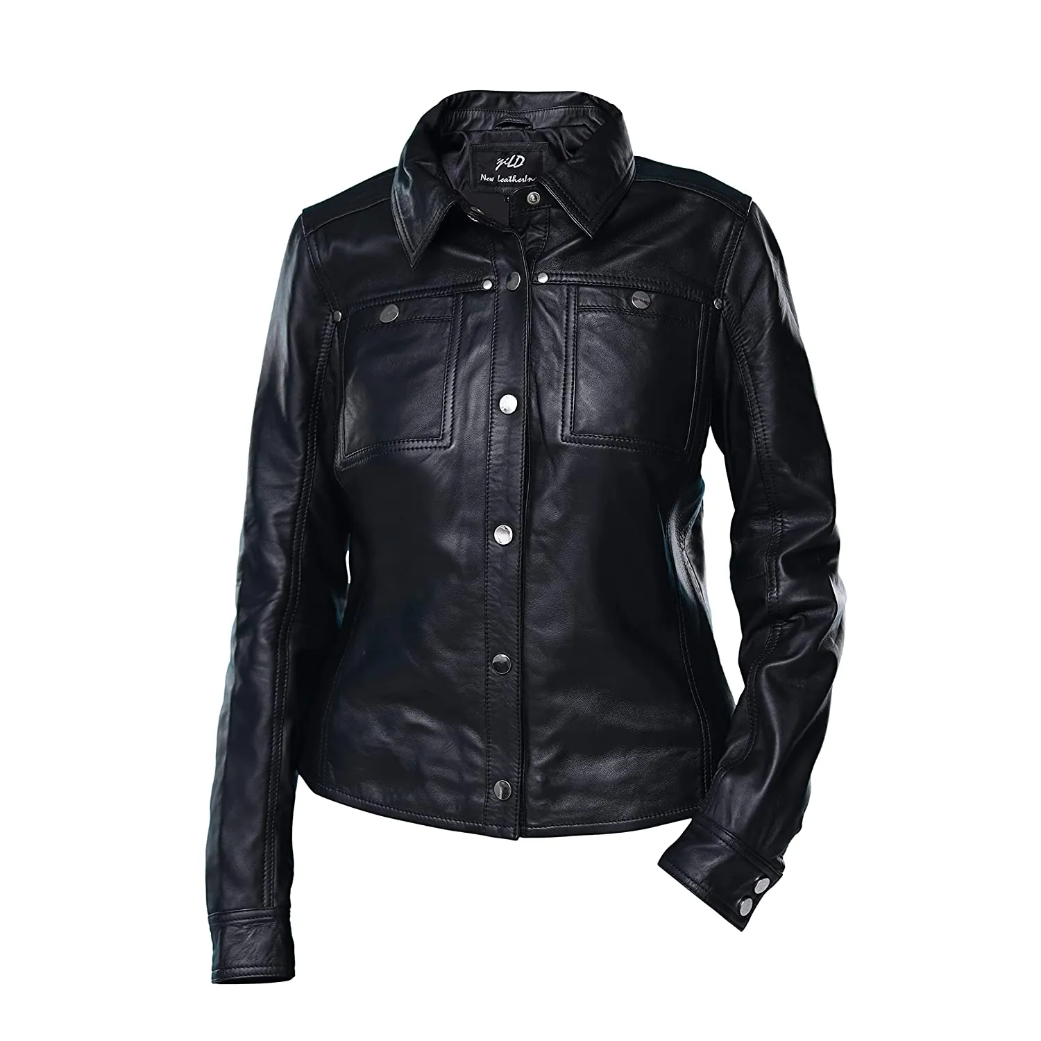 Women's Black Shirt Style Leather Jacket