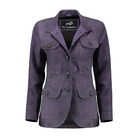 Women's Vintage Purple Suede Leather Coat