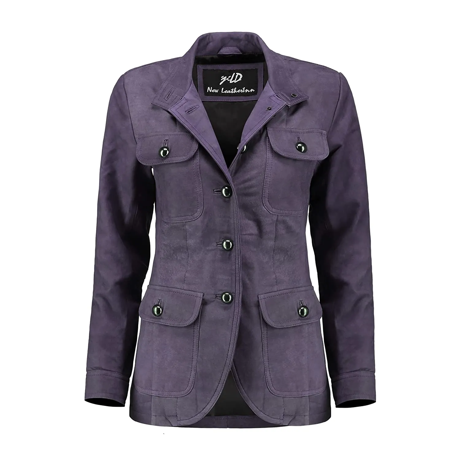 Women's Vintage Purple Suede Leather Coat