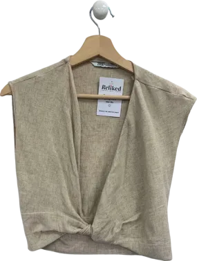 Zara Beige Knotted Sleeveless Top UK S